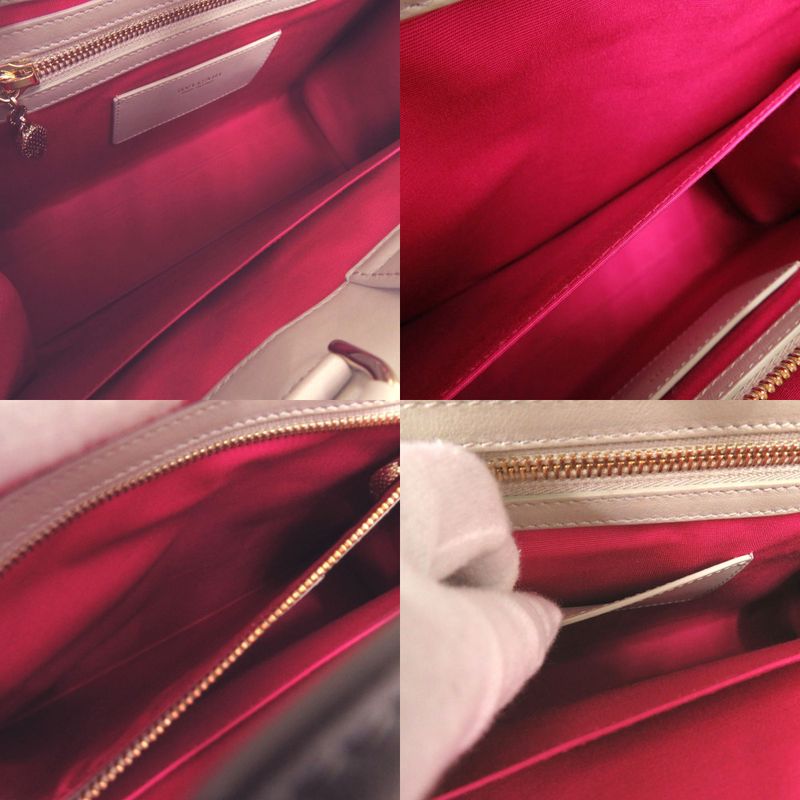 Bulgari Infinitum Tote Bag Logo Embossed 2WAY 292001 Leather Graige 1071 Bvlgari