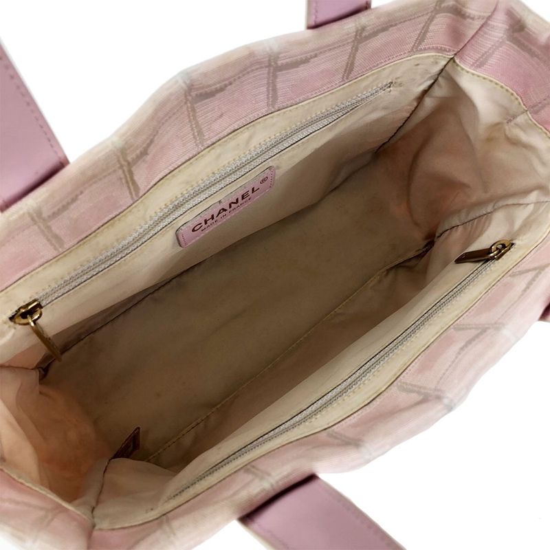 Chanel Mini Hand Bag Lightweight New Travel Line 8 Jacquard Nylon Leather Coco