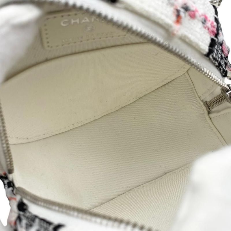 Chanel Shoulder Bag Round Mini Classic Chain Ap0245 Matelasse Tweed Coco Mark