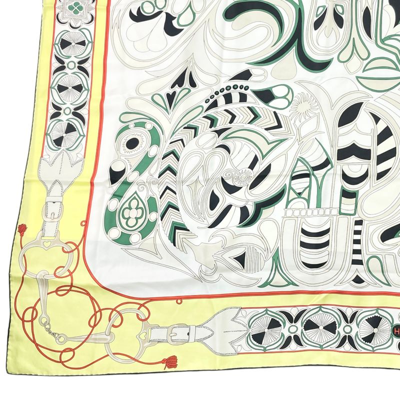 Hermes Carre 140 Large Scarf Silk Folklore Yellow