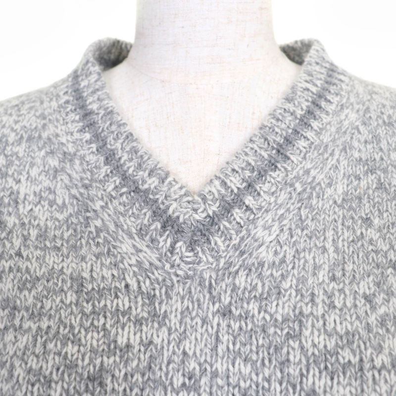 Christian DIOR 054s01am303 Wool Cashmere Back Logo V-neck Long Sleeve Knit Grey