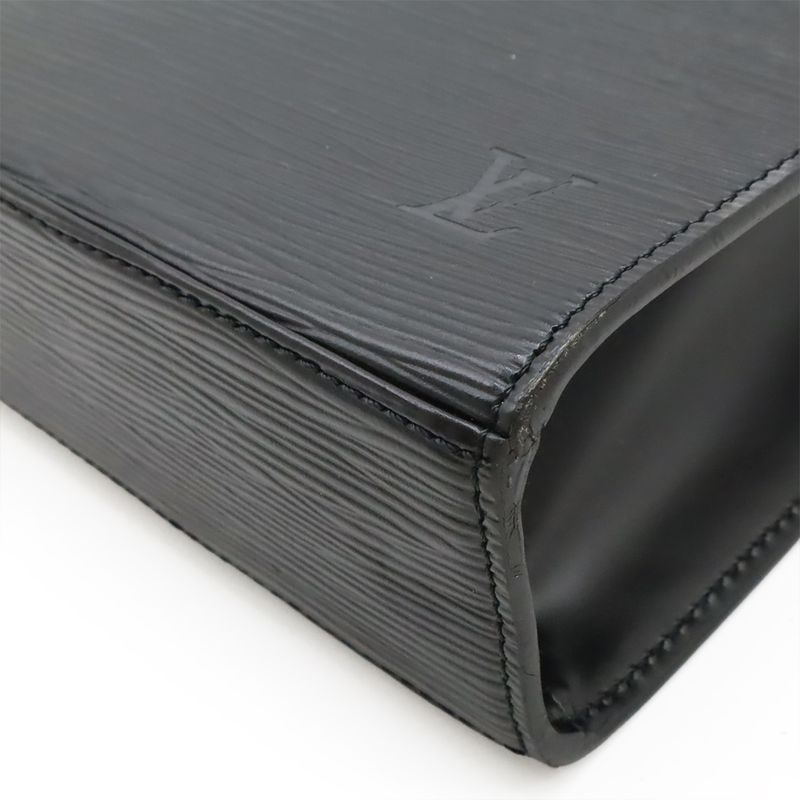 Louis Vuitton Epi Malesherbes Handbag Flap Bag Leather Noir Black Gold Hardware