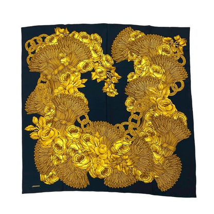 Chanel Tassel Floral Coco Mark Silk Scarf Women's Apparel Accessories Black