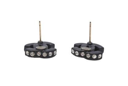 Chanel CC Logo Earrings 02 Rhinestone Black — view 8