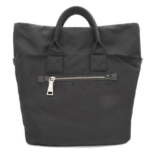 Prada 2way Bag Camouflage Reversible Triangle Logo Nylon Khaki X Black Silver