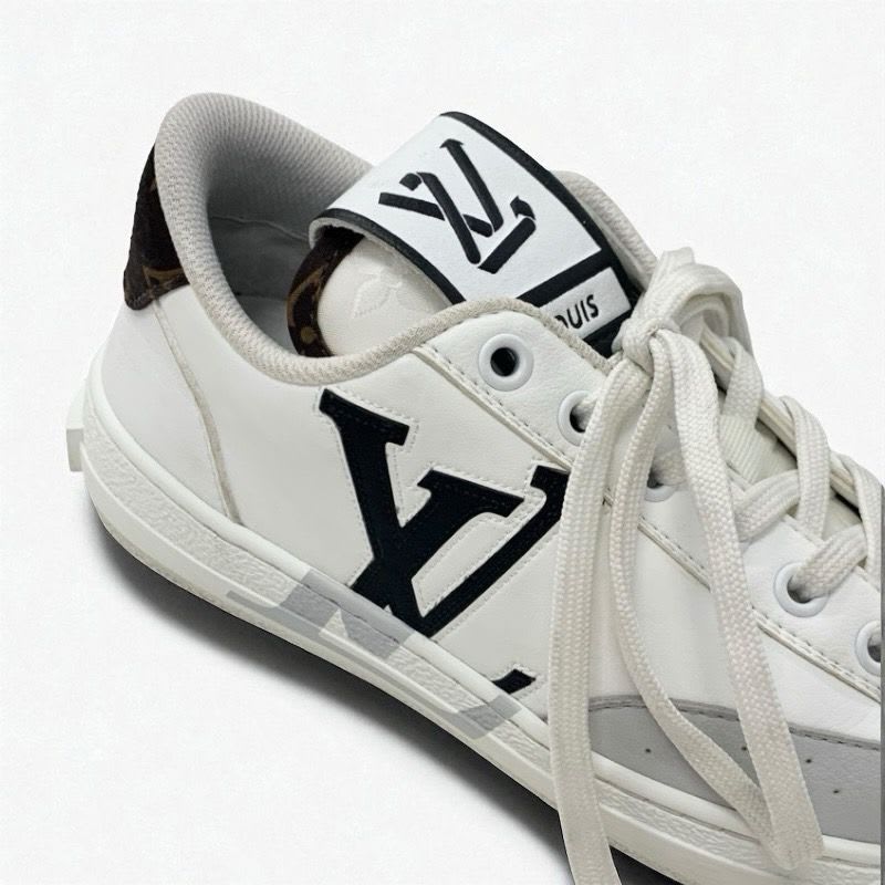 Louis Vuitton Charlie Line Monogram Sneakers Shoes Leather White Gray Black
