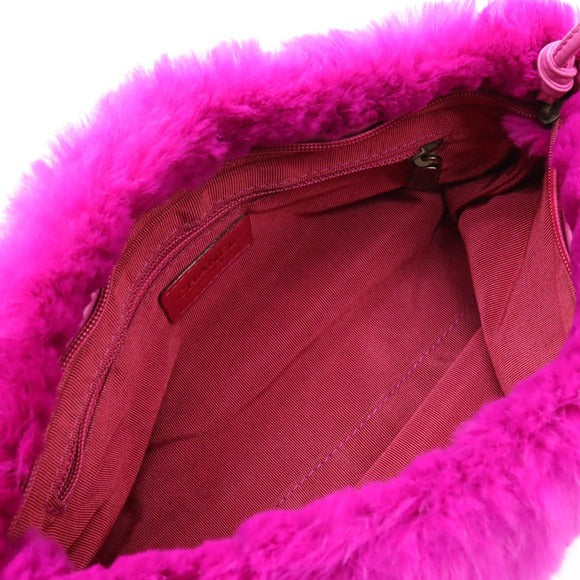 CHANEL CC Vintage Rabbit Fur Hot Pink Purse Chain Shoulder Bag Y2K