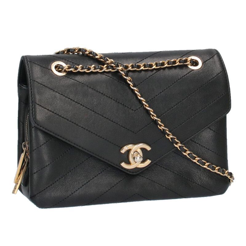 Chanel A57431 Chevron Lambskin Flap Shoulder Bag Women