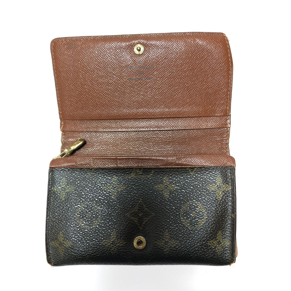 Louis Vuitton Bifold Wallet L-Shaped Zipper Monogram Porte Monet Pied Tresor