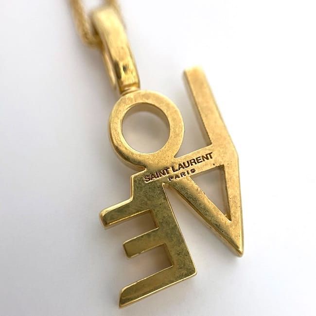 Saint Laurent LOVE Necklace Gold 669087y1500 Excellent Condition