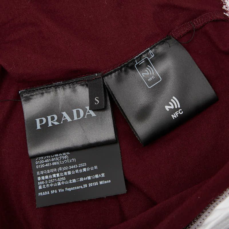 Prada 25SS Triangle Logo Short Sleeve T-shirt Size: S Ujn912 Bordeaux Wine Red
