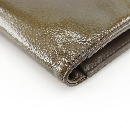 Chanel Coco Patent Leather Bronze Women's Long Wallet