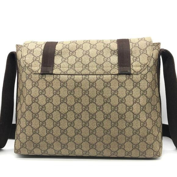 Authentic Gucci GG Supreme Web Canvas Sherry Messenger Bag Monogram Flap Tote