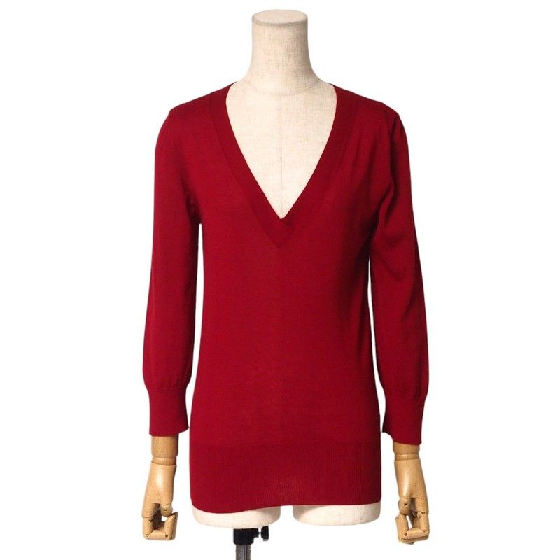 Hermes Knit Size LA V-neck High Gauge Sweater Cashmere Light Hand [recommended
