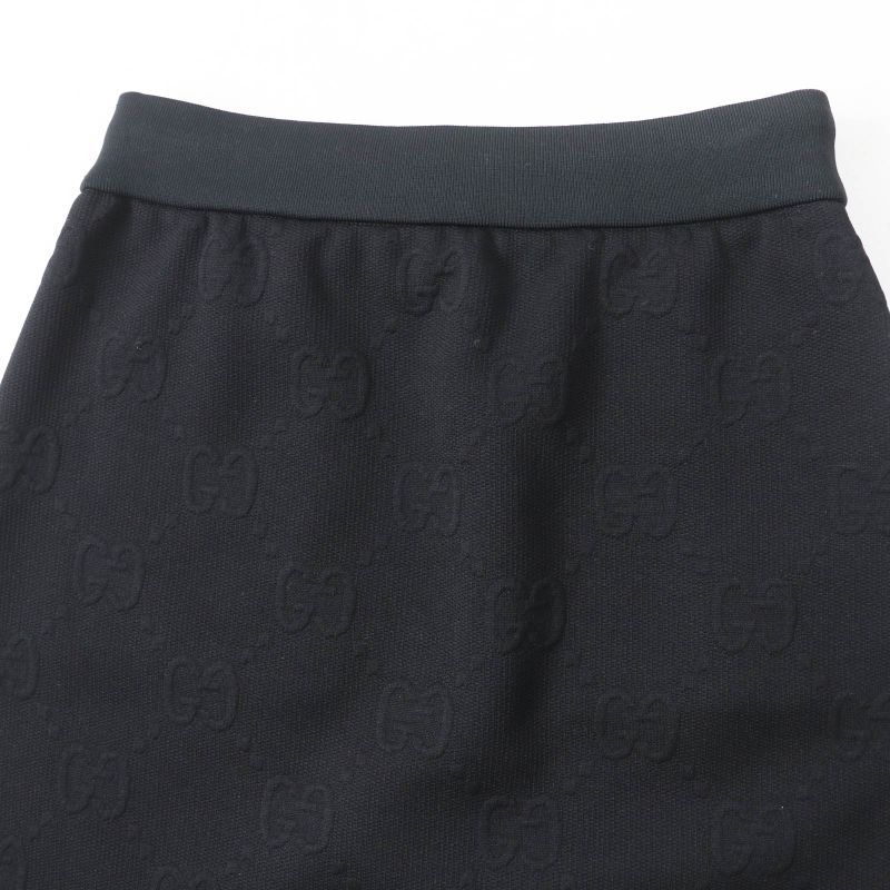 Gucci 655183 GG Pattern Jersey Jacquard Skirt Black S Genuine