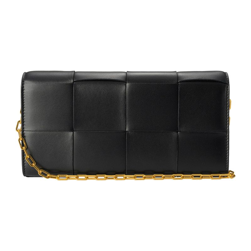 Bottega Veneta Long Wallet Leather Chain Wallet Nero