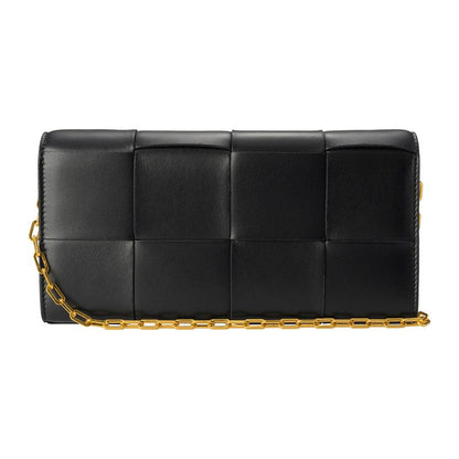 Bottega Veneta Long Wallet Leather Chain Wallet Nero