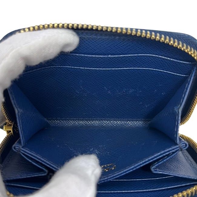 Prada Coin Case Blue Bluette Saffiano Metal