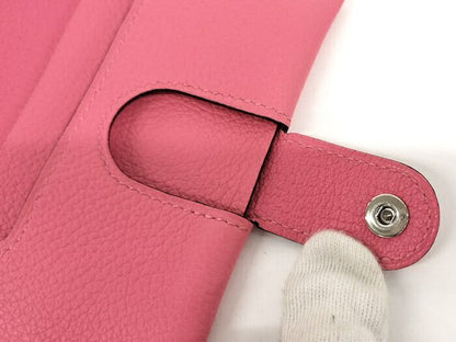 Hermes RMS Card Case Business Card Holder Leather Rose Texas Pinkish Stamped K