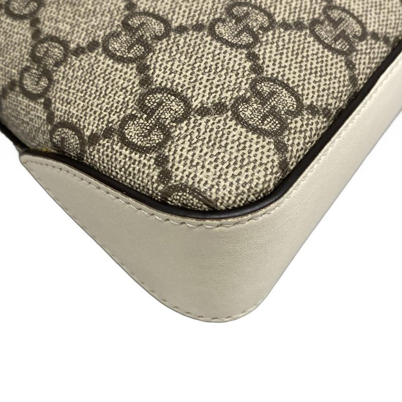 Gucci Shoulder Bag Padlockgg Supreme 811705 Beige And White Chain Shoulder