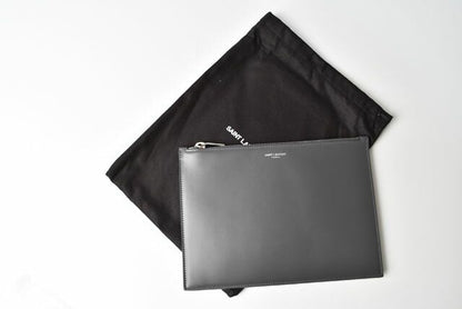 Saint Laurent Paris Flap Pouch Clutch Bag Saint Laurent Zip GM Storm Grey