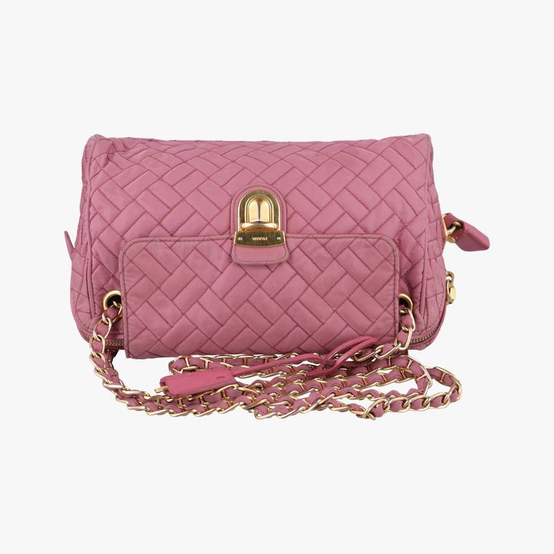 Prada Chain Quilted Flap Pink Nylon Br4965194/a