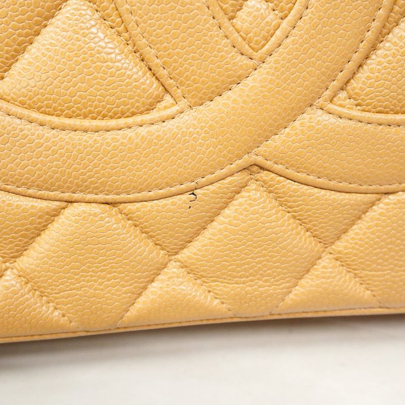 Chanel Tote Bag Revival Tote Caviar Skin Beige Gold Hardware Women's