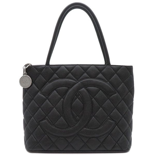 Chanel Tote Bag Revival Tote Caviar Skin Black Silver Hardware Black Coco Mark