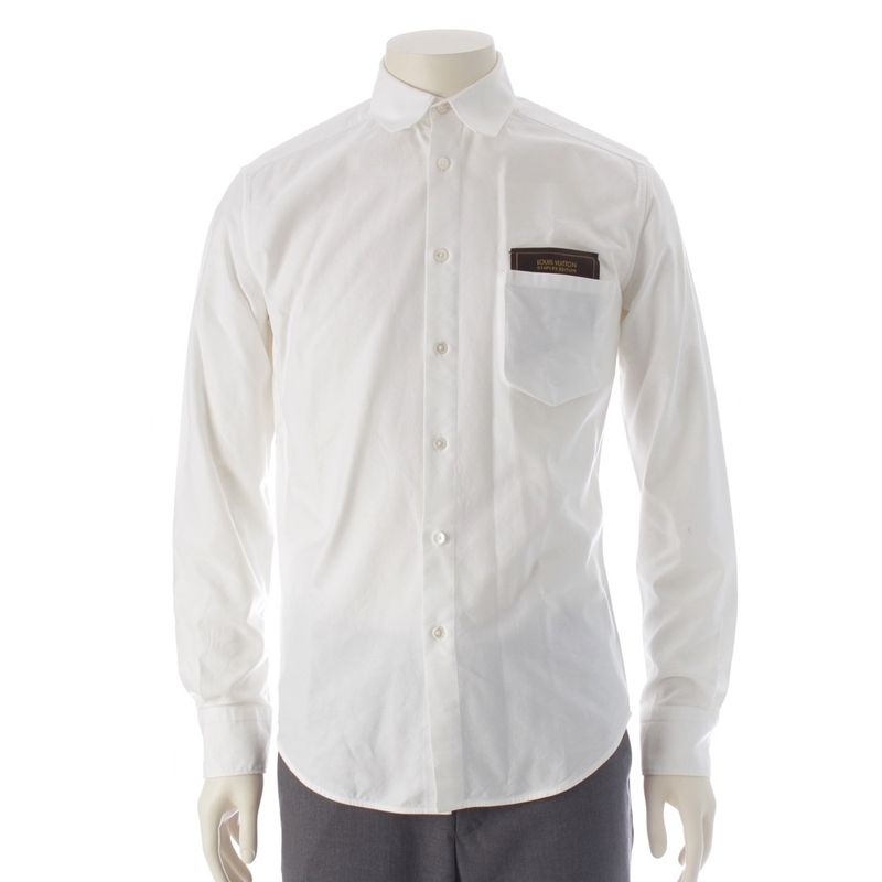 Louis Vuitton 20SS Cotton LV Label Long Sleeve Long Sleeve Shirt Top White XS