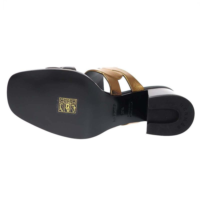 Hermes Gaby Sandals 60 Gaby Heel Sandals Black Gold 37 1 2