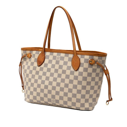 Louis Vuitton Damier Azure Neverfull PM Tote Shoulder Bag N51110 White PVC