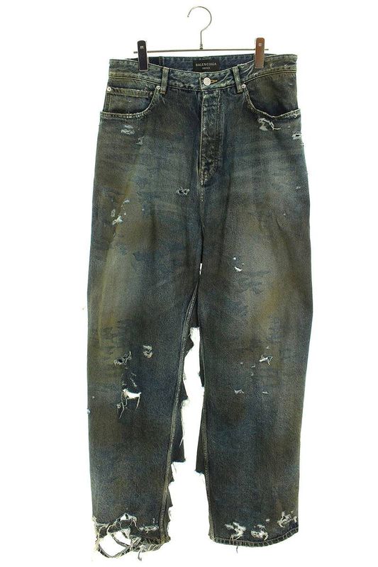 Balenciaga 23SS 745248 Tnw01 Superdestroyed Large Fit Baggy Denim Pants Men's S