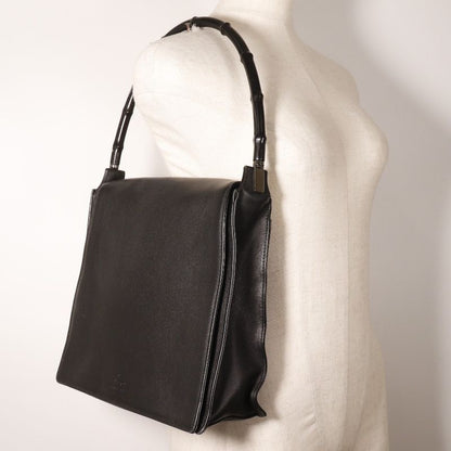 Gucci Bamboo 001 3243 200047 Calf Black Women Shoulder Bag