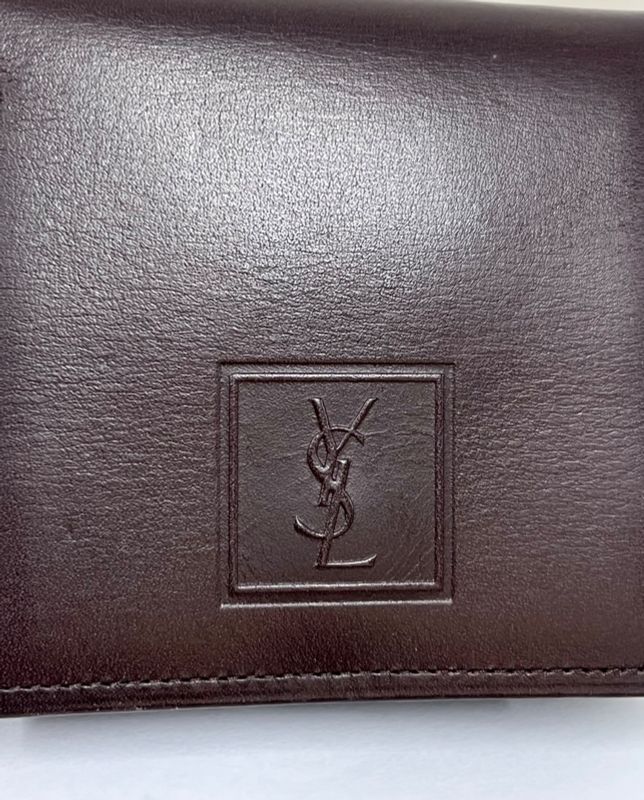 YVES Saint Laurent Coin Case Coin Purse Leather Brown 08bs304