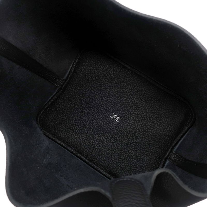 Hermes Handbag Picotin Lock MM Taurillon Clemence Black Silver Hardware Never