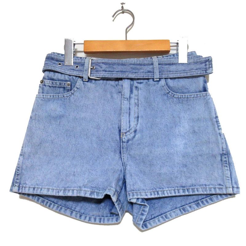 Cleaned 22SS Christian DIOR Denim Shorts With Belt I38 Indigo Blue Women's Used