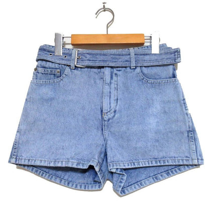 Cleaned 22SS Christian DIOR Denim Shorts With Belt I38 Indigo Blue Women's Used