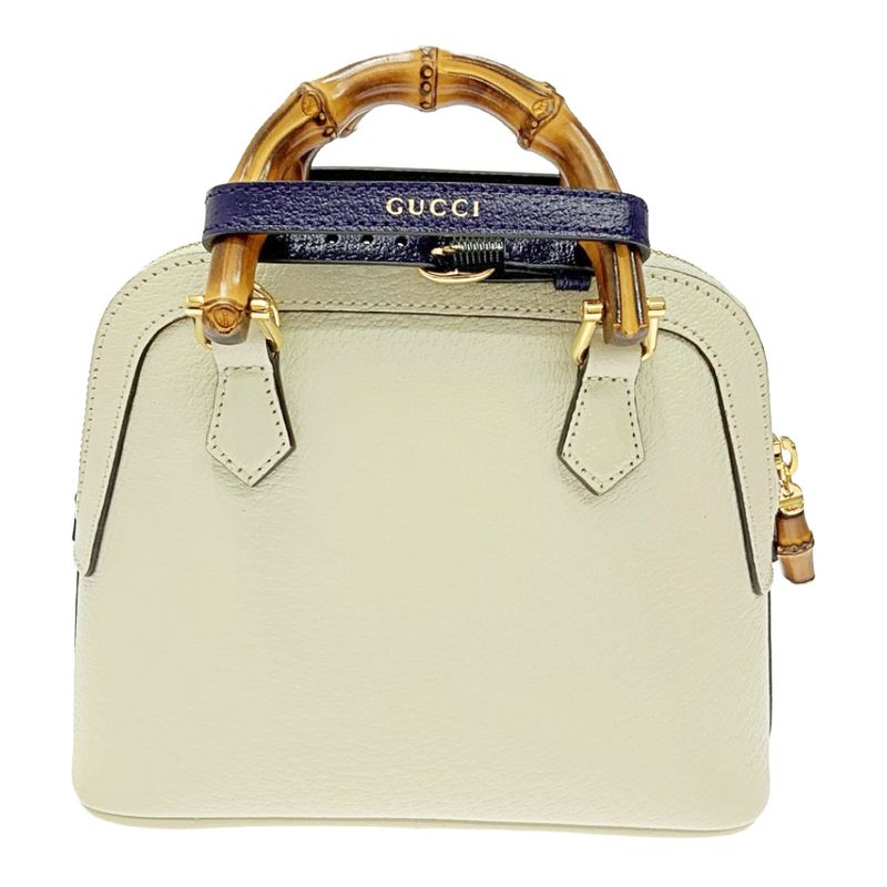 Gucci 715775/520981 Leather Diana Mini Bamboo 2way Handbag Ladies White 362693