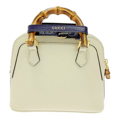 Gucci 715775/520981 Leather Diana Mini Bamboo 2way Handbag Ladies White 362693
