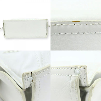 Loewe Tote Bag Crown Logo Stitch Leather Plastic White Studded Shopper Tote