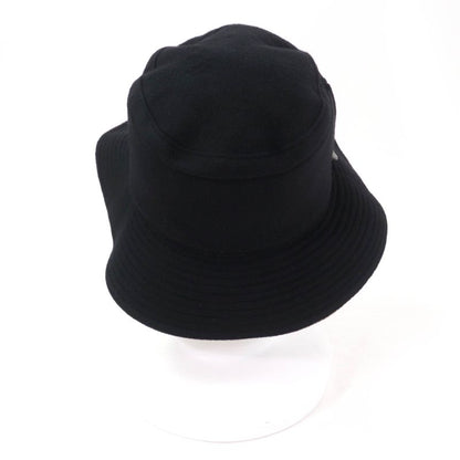 Hermes 100% Cashmere Silver Hardware Cadenas Zip Bucket Hat Black 56 Made In