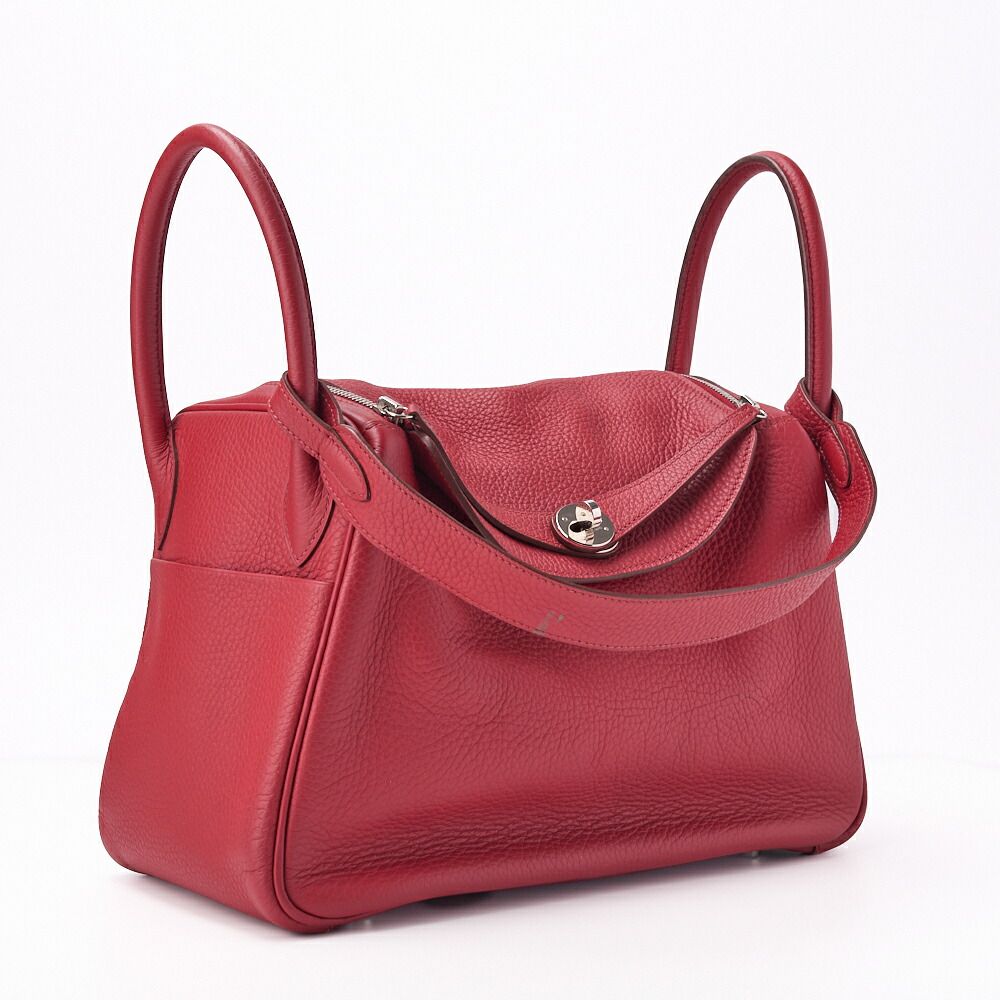 Hermes Lindy 30 2way Shoulder Bag Taurillon Clemence Rouge Casaque (silver