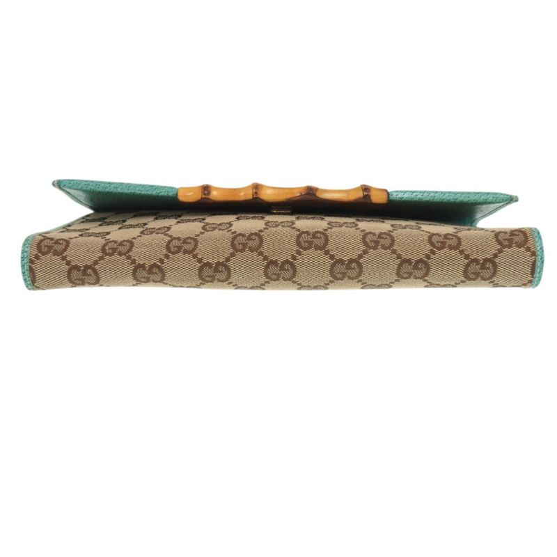 Gucci Bamboo 117594 GG Canvas Blue Beige Shoulder Bag 0447 Gucci