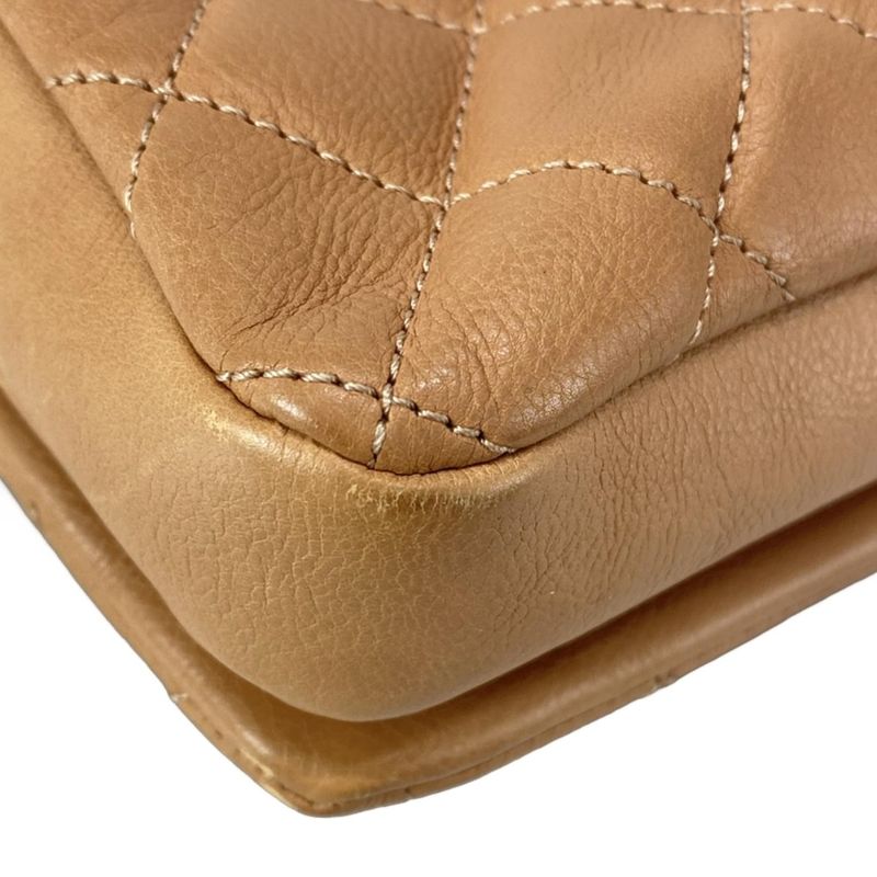 Chanel Shoulder Bag Single Flap Matelasse Light Brown Chain Shoulder/vintage