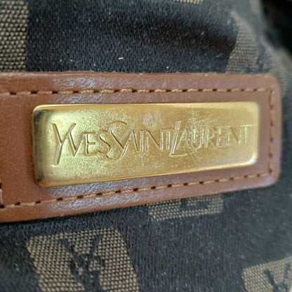 Yvessaint Laurent Shoulder Bag - Dark Gray And Brown Drawstring Shape Leather