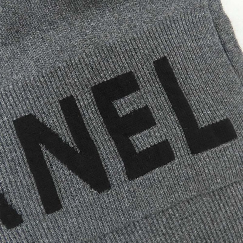 Chanel Shawl Aaa623 Gray-×black 2025 Cruises Cashmere Logo Simple