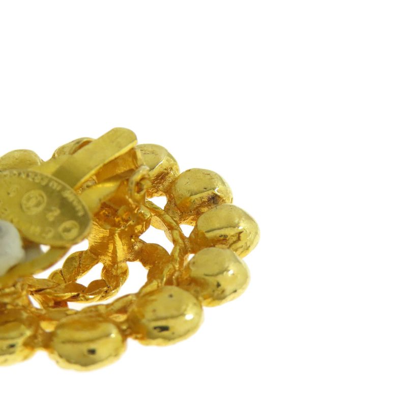 Chanel Coco Rhinestone Earrings Metal Ladies