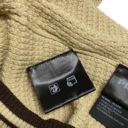 Prada Short Sleeved Sweater Size 46 L Women - Umb758 Beige And Brown Cotton Silk