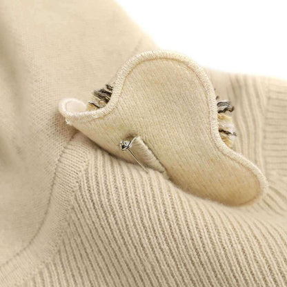 Chanel 2005aw Camellia Corsage Cashmere Turtleneck Knit Sweater P26592v00012