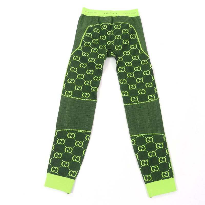 Gucci 22SS 693103 Logo Design GG Jacquard Leggings Pants Bottoms Green M Made